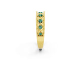Yellow gold Round Green Sapphire Twist Milgrain Band with Bezel Setting_14