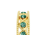 Yellow gold Round Green Sapphire Twist Milgrain Band with Bezel Setting_17