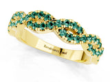 Yellow gold Round Green Sapphire Twisted Eternity Band with Pavé and Shared Prong Setting_23