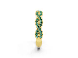 Yellow gold Round Green Sapphire Twisted Eternity Band with Pavé and Shared Prong Setting_24