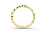 Yellow gold Round Green Sapphire Twisted Eternity Band with Pavé and Shared Prong Setting_25