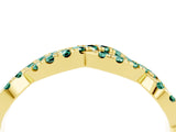 Yellow gold Round Green Sapphire Twisted Eternity Band with Pavé and Shared Prong Setting_26
