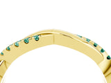 Yellow gold Round Green Sapphire Twisted Infinity Band with Prong Setting_10