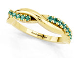 Yellow gold Round Green Sapphire Twisted Infinity Band with Prong Setting_7