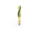 Yellow gold Round Green Sapphire Twisted Infinity Band with Prong Setting_8