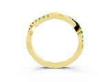 Yellow gold Round Green Sapphire Twisted Infinity Band with Prong Setting_9