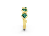 Yellow gold Round Green Sapphire Wave Band with Channel Setting and Shared Prongs_11