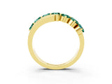 Yellow gold Round Green Sapphire Wave Band with Channel and Shared Prong Setting_21