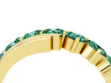 Yellow gold Round Green Sapphire Wave Band with Channel and Shared Prong Setting_22