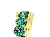 Yellow gold Round Green Sapphire Wave Band with Channel and Shared Prong Setting_23