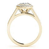 Yellow gold Round Halo Bezel Diamond Pave Band Ring 2