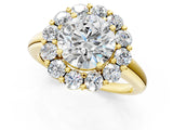 Yellow gold Round Halo Cluster Diamond Engagement Ring with Prong Setting and Polished Band_26