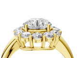 Yellow gold Round Halo Cluster Diamond Engagement Ring with Prong Setting and Polished Band_29