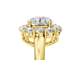 Yellow gold Round Halo Cluster Diamond Engagement Ring with Prong Setting and Polished Band_30