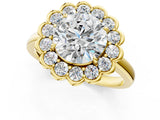 Yellow gold Round Halo Cluster Diamond Engagement Ring with Solitaire Band and Prong Setting_53