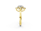 Yellow gold Round Halo Cluster Diamond Engagement Ring with Solitaire Band and Prong Setting_54