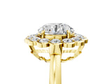Yellow gold Round Halo Cluster Diamond Engagement Ring with Solitaire Band and Prong Setting_57