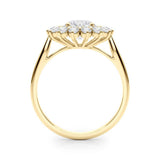 Yellow gold Round Halo Cluster Diamond Ring with Pave Band and Four-Prong Setting 2