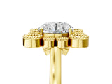 Yellow gold Round Halo Diamond Cluster Engagement Ring with Milgrain Bezel Setting and Solitaire Band_34