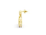 Yellow gold Round Halo Diamond Drop Earrings with Milgrain Bezel Setting_10