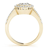Yellow gold Round Halo Diamond Engagement Ring with Bezel Setting and Pavé Band 2