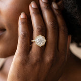 Yellow gold Round Halo Diamond Engagement Ring with Milgrain Band and Four-Prong Setting_14