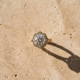 Yellow gold Round Halo Diamond Engagement Ring with Milgrain Band and Four-Prong Setting_15