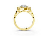 Yellow gold Round Halo Diamond Engagement Ring with Milgrain Band and Four-Prong Setting_57