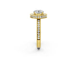 Yellow gold Round Halo Diamond Engagement Ring with Milgrain Pave Band and Four-Prong Setting_14