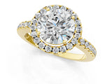 Yellow gold Round Halo Diamond Engagement Ring with Pavé Band and Four-Prong Setting_94