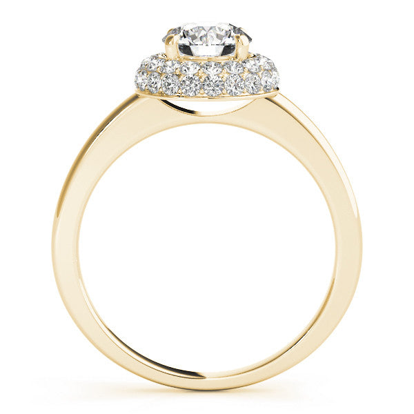 Yellow gold Round Halo Diamond Engagement Ring with Solitaire Band and Four-Prong Setting 2