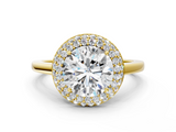 Yellow gold Round Halo Diamond Engagement Ring with Solitaire Band and Four-Prong Setting_23