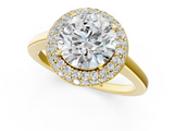 Yellow gold Round Halo Diamond Engagement Ring with Solitaire Band and Four-Prong Setting_24