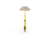 Yellow gold Round Halo Diamond Engagement Ring with Solitaire Band and Four-Prong Setting_25