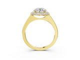 Yellow gold Round Halo Diamond Engagement Ring with Solitaire Band and Four-Prong Setting_26