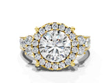 Yellow gold Round Halo Diamond Engagement Ring with Split Shank and Four-Prong Setting_46