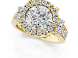 Yellow gold Round Halo Diamond Engagement Ring with Split Shank and Four-Prong Setting_47