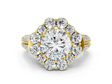Yellow gold Round Halo Diamond Engagement Ring with Split Shank and Prong Setting_69