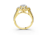 Yellow gold Round Halo Diamond Engagement Ring with Split Shank and Prong Setting_72