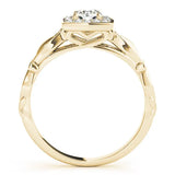 Yellow gold Round Halo Diamond Engagement Ring with Square Setting and Infinity Band 2