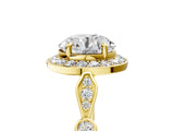 Yellow gold Round Halo Diamond Engagement Ring with Twisted Band and Four-Prong Setting 5