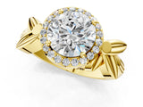 Yellow gold Round Halo Diamond Floral Band with Four-Prong Setting_77