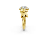 Yellow gold Round Halo Diamond Floral Band with Four-Prong Setting_78
