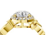 Yellow gold Round Halo Diamond Floral Band with Four-Prong Setting_80