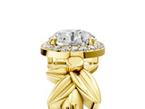 Yellow gold Round Halo Diamond Floral Band with Four-Prong Setting_81