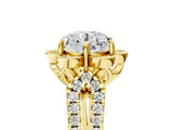 Yellow gold Round Halo Diamond Floral Split Shank Engagement Ring 5