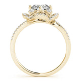 Yellow gold Round Halo Diamond Infinity Twist Pavé Band Ring with Four-Prong Setting 2