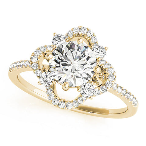 Yellow gold Round Halo Diamond Infinity Twist Pavé Band Ring with Four-Prong Setting