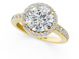 Yellow gold Round Halo Diamond Pavé Band Ring with Prong Setting_21