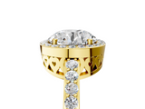 Yellow gold Round Halo Diamond Pavé Band Ring with Prong Setting_25